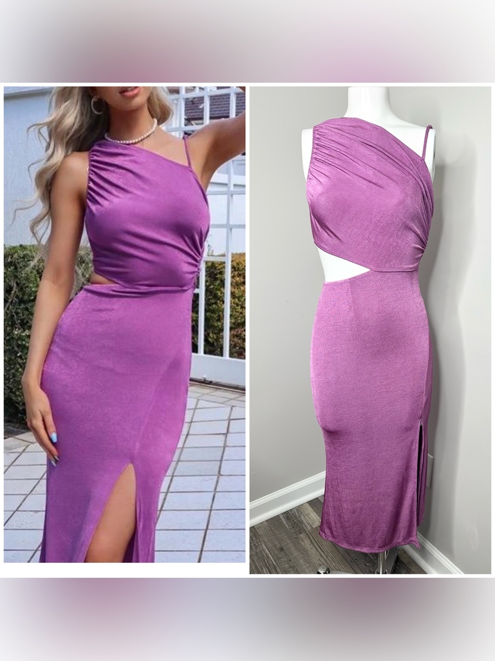 Hello Molly Women’s One-Shoulder Cutout Midi Dress - Purple dress- 2